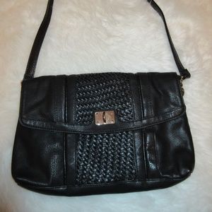 Big Buddha Black Woven Leather Purse Bag Handbag